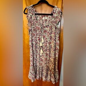 Natural Life Floral Dress - Red and Cream